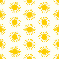 Seamless pattern of hand drawn doodle boho sun on isolated background. Design for springtime, Easter celebration, scrap booking, nursery decor, home decor, paper crafts, invitation design. 