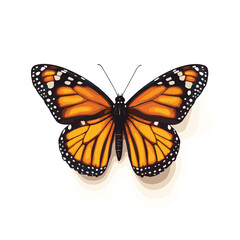 Detailed Monarch Butterfly Vector Illustration Isolated On White Background Beautiful Insect
