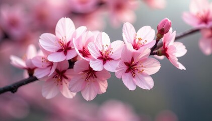 Delicate pink sakura blossoms, full bloom, soft petals , pastel, soft, romantic