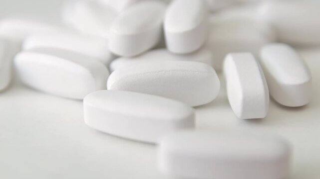 White pills in extreme close up stock footage