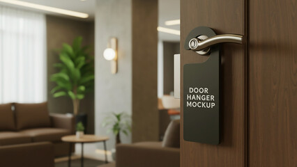 Blank Hotel Door Hanger. Mockup For Design. Concept of Hospitality.