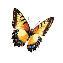 Isolated Vector Illustration Of Eastern Tiger Swallowtail Butterfly With Orange Yellow And Blue Wing Details