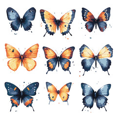 Watercolor Butterflies Collection Elegant Insect Vector Illustration Colorful Butterfly Set