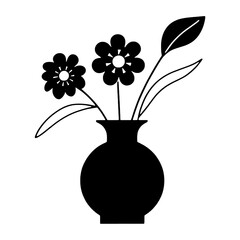 vase with flowers icon isolated PNG transparent