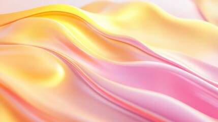 Obraz premium Soft Flowing Fabric in Gradient Shades of Yellow and Pink Creating a Dreamy and Serene Atmosphere for Backgrounds and Textures