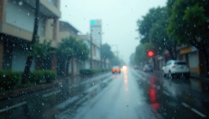 Obraz premium Heavy downpour, large water droplets on white , weather, precipitation