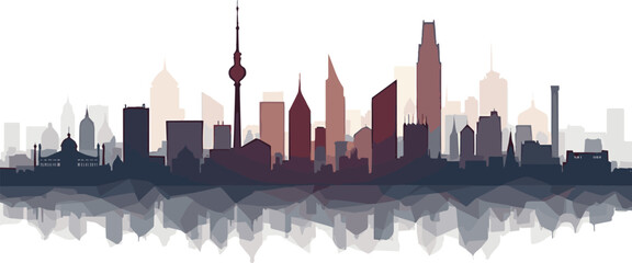 Create a City skyline silhouettes Berlin, Hamburg, Munich, Cologne, Frankfurt am Main, Stuttgart, Panoramas of German cityscape horizon with abstract brutalism geometric pattern, detail urban cityscap © al