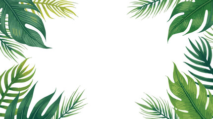 Create a Summer tropical vector set design for cards, poster or flyer with exotic palm leaves with white background.