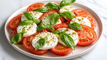 Classic Caprese salad with fresh mozzarella, tomato, and basil