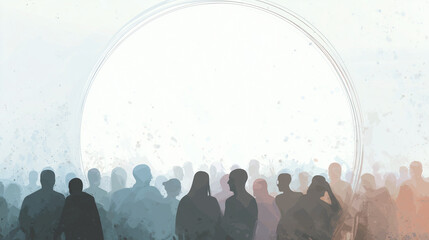 conceptual flat design background celebrating Albinism Awareness Day, subtle contrast between pale skin tones and colorful diverse silhouettes