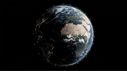 Fototapeta premium Earth View From Space with Network Connections