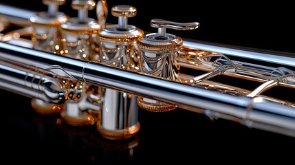 Fototapeta premium Brass trumpet valves close-up