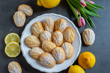 Homemade lemon madeleines biscuit cookies