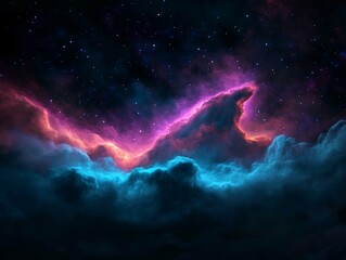 Fototapeta premium Ethereal cosmic sky with colorful nebula and vibrant starfield