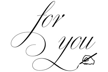 手書きの筆記体で書いたような、for you（あなたへ）のレタリング（カリグラフィー）によるロゴマーク
