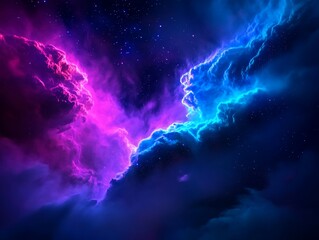 Cosmic ballet of ethereal clouds in vibrant magenta and cerulean hues
