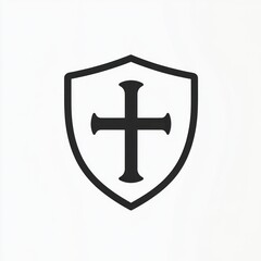 Fototapeta premium Simple shield with cross graphic design