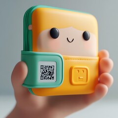 Cartoonish portable device with qr code
