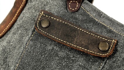 Grey canvas apron pocket detail