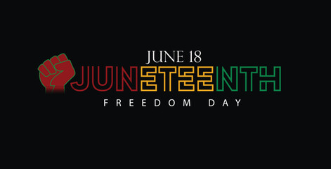 illustration celebrating Juneteenth Freedom Day, featuring raised fists symbolizing strength and unity