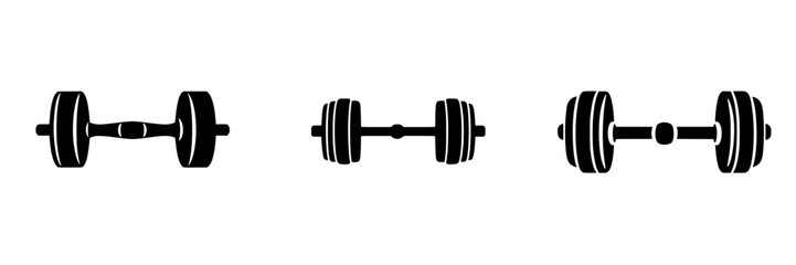 Fototapeta premium Black icons representing different types of dumbbells used for weight training and fitness exercises