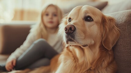 Child and dog portrait