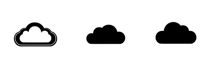 Simple flat black cloud icon design suitable for various digital applications and projects representing weather themes