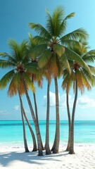 Fototapeta premium Palm trees in tropical beach setting