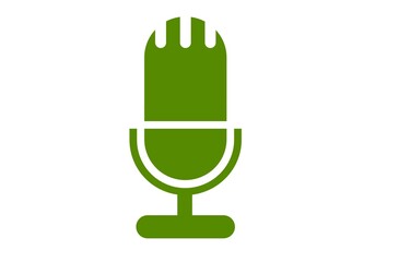 green microphone on a white background