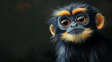 Fototapeta premium Adorable Golden-Snouted Monkey Portrait: A Digital Painting