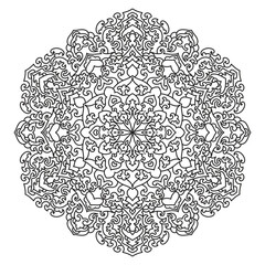 Black floral islamic mandala design vector illustration on a white background