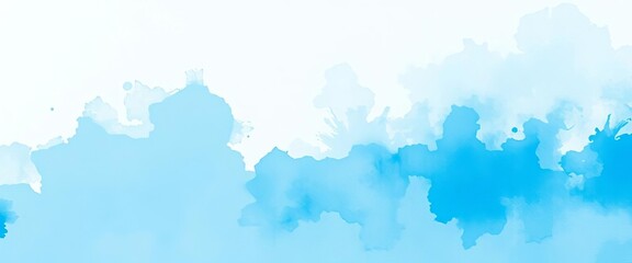 Obraz premium Abstract cyan blue watercolor wash, textured paper background , blue, brochure