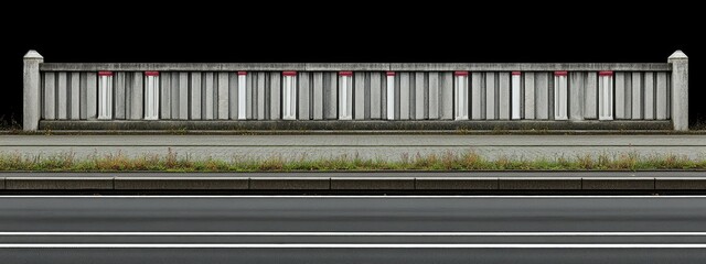 Highway roadside barrier with a concrete curb and grass verge