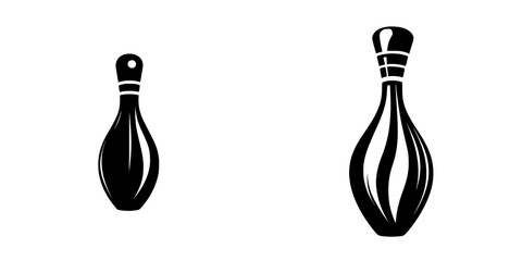 Flat black bowling pin icons representing a ten-pin format and a smaller variant for design purposes
