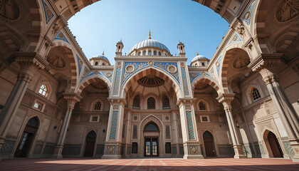 Fototapeta premium Historical Mosque Architecture with Intricate Details 