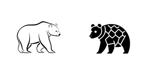 Stylized bear icons showcasing bold design elements and contrasting styles depicting nature themes