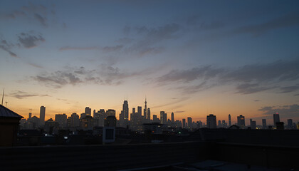 City sillhouette in sunset view 