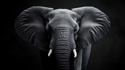 Majestic African Elephant in Monochrome: A Powerful Portrait