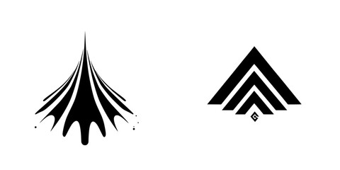 Creative flat black icon design featuring sharp lines and contrasting shapes representing movement and modernity