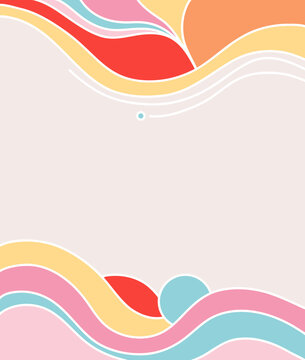 Radiant Multicolour Abstract Flowing Retro, Wavy, Liquid, Psychedelic, Groovy Illustration Poster Background in 70s Style