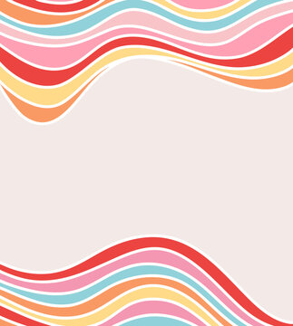 Multicolour Abstract Flowing Retro, Wavy, Liquid, Psychedelic, Groovy Illustration Poster Background in 70s Style