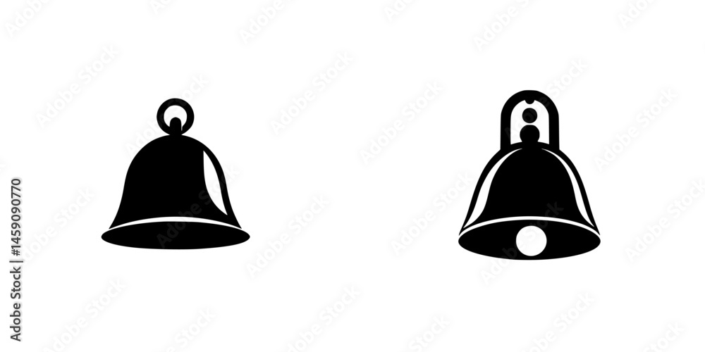 Poster black bell icons designed for minimalistic use in various digital applications and interfaces