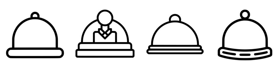 Icon set representing various styles of service bells commonly found in hospitality settings