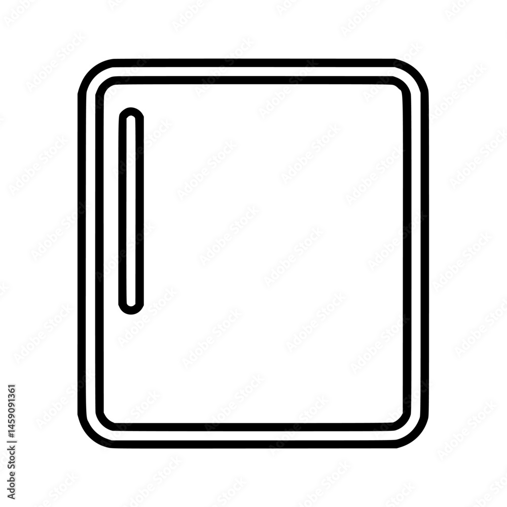 Poster stylish flat black icon representing a simple rectangular shape with a vertical line element