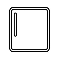 Stylish flat black icon representing a simple rectangular shape with a vertical line element
