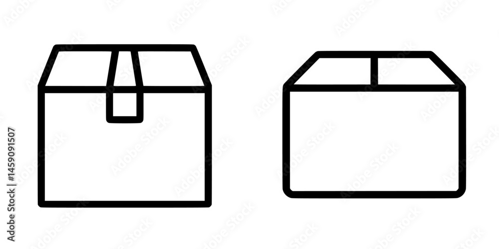 Poster flat black icons of two different styles of boxes designed for digital use in various applications
