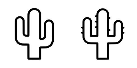 Obraz premium Minimalist black icons of cacti representing desert flora and nature