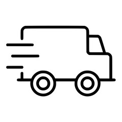 Delivery truck icon representing fast transport services for parcels and goods in urban settings