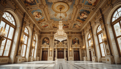 Obraz premium Ornate ballroom with grand chandelier