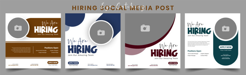 We Are Hiring Social Media Post Template for Job Vacancy and Recruitment Campaigns Editable Design for Instagram Facebook and LinkedIn Business Hiring Ads to Attract New Talent Professionally.